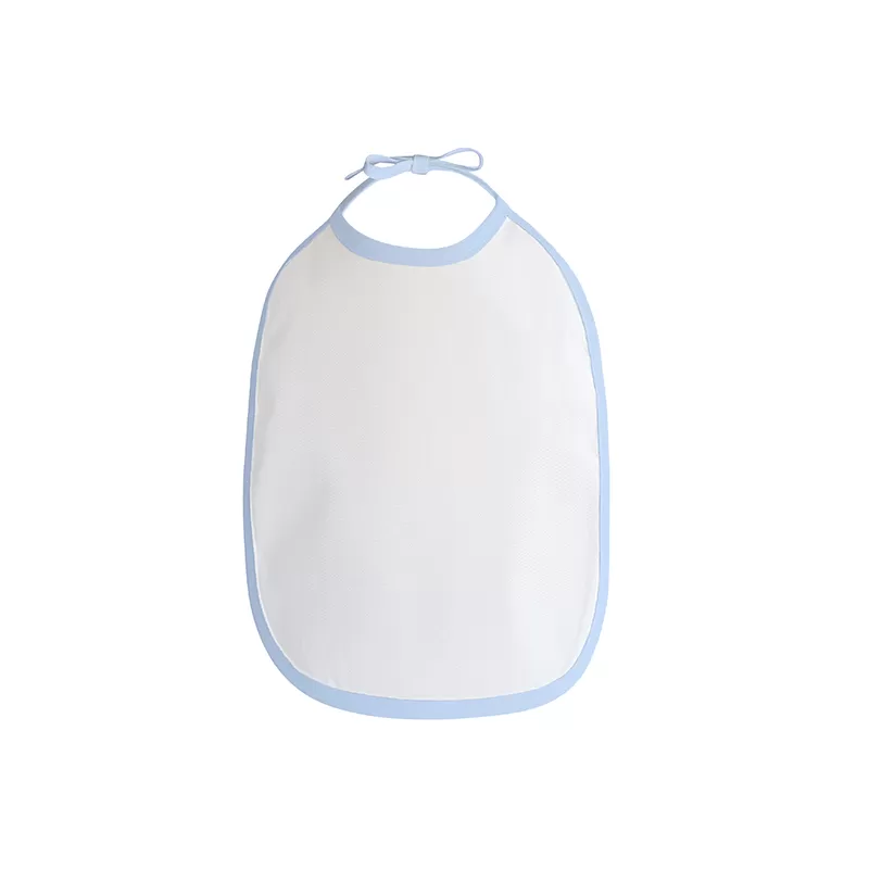 Bavoir bébé en polyester et coton finition passepoil, fermeture cordon, 220 g/m²