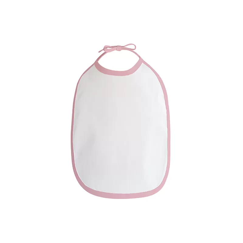 Bavoir bébé en polyester et coton finition passepoil, fermeture cordon, 220 g/m²