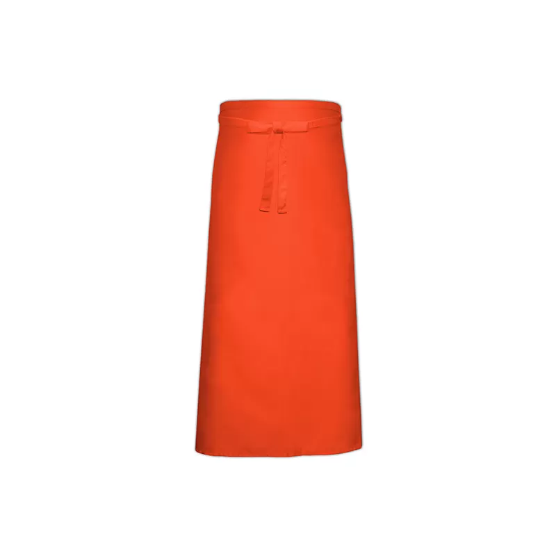 Tablier de bistro long sans poche fabriqué en Europe en polycoton sergé, 240 g/m²