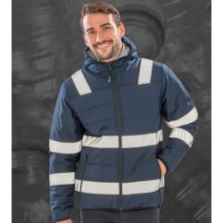 Veste à capuche haute visibilité en polyester recyclé, bandes de sécurité imprimées