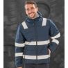 Veste à capuche haute visibilité en polyester recyclé, bandes de sécurité imprimées