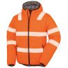 Veste à capuche haute visibilité en polyester recyclé, bandes de sécurité imprimées