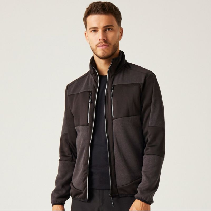Veste intermédiaire stretch hybride E-Volve, polaire chinée effet tricot, 235 g/m²
