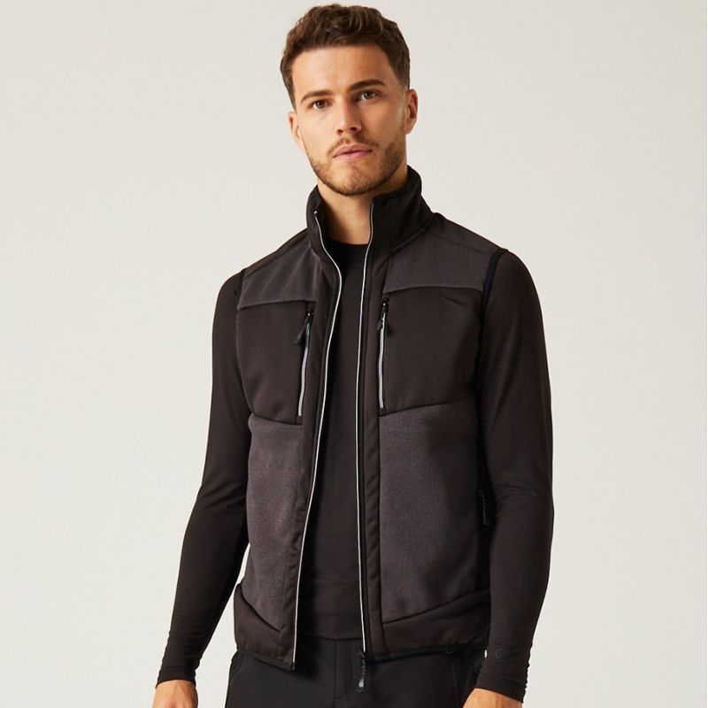 Bodywarmer bi-matière stretch E-Volve, effet tricot chaud, 235 g/m²