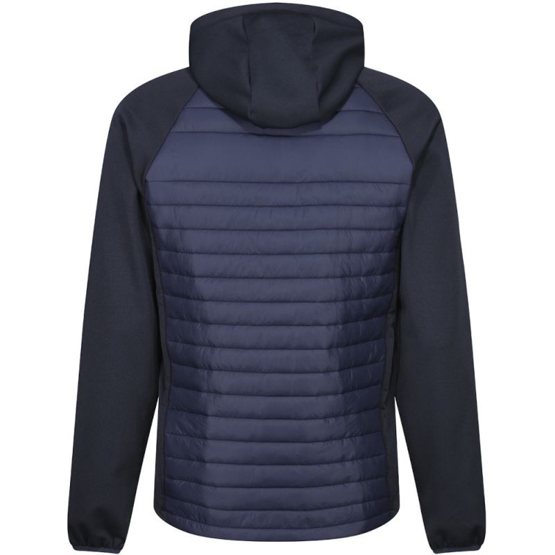 Blouson bi-matière, capuche extensible, poche poitrine, finition DWR