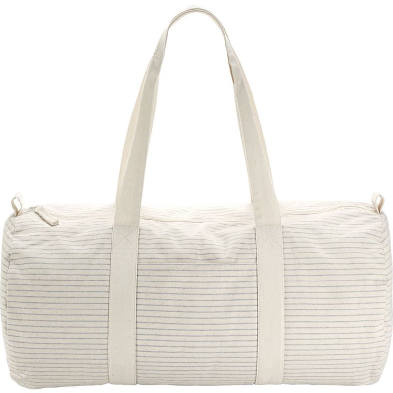 Sac de voyage rayé fil teint, fermeture zippée de couleur naturelle, en coton bio, 200 g/m²