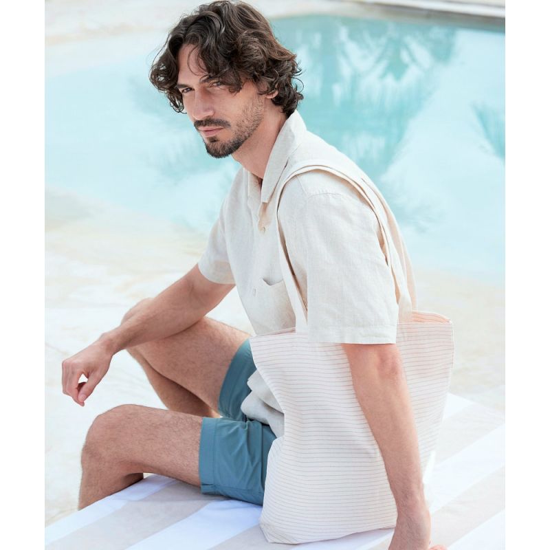 Sac shopping, tote bag rayé fil teint en coton biologique, 200 g/m²