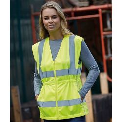 Gilet de travail femme haute visibilité, dos à mailles ouvertes respirantes, 120 g/m²