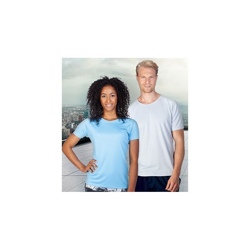 T-shirt de sport homme manches raglan en micro-polyester respirant, coupe ajustée, 135 g/m²
