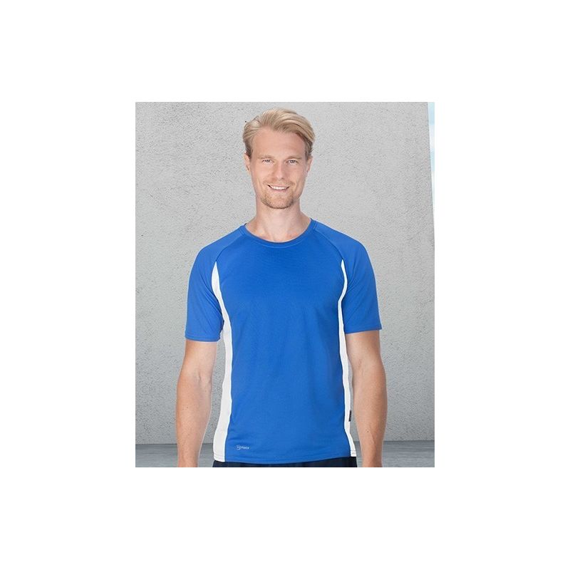 T-shirt de sport manches courtes micropolyester léger, coupe ajustée, manches raglan, 135 g/m²