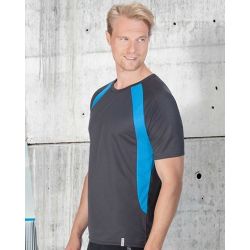 T-shirt de sport homme bicolore en micropolyester léger à manches courtes, 135 g/m²