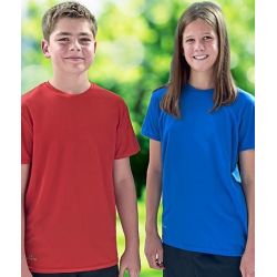 T-shirt de sport enfant en micro-polyester respirant, coupe ajustée, manches montées, 135 g/m²