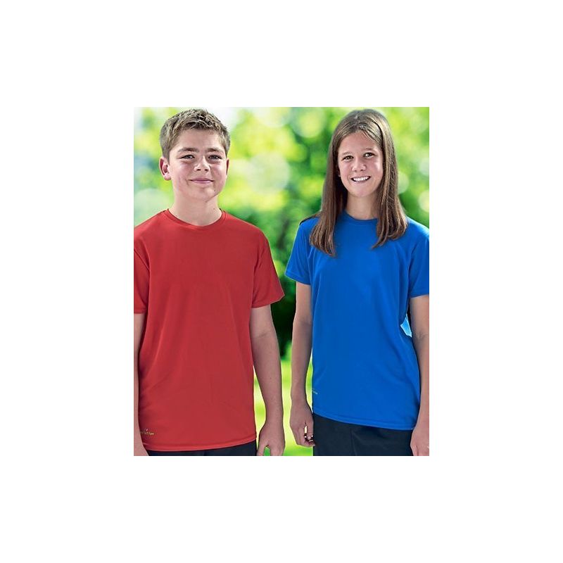 T-shirt de sport enfant en micro-polyester respirant, coupe ajustée, manches montées, 135 g/m²