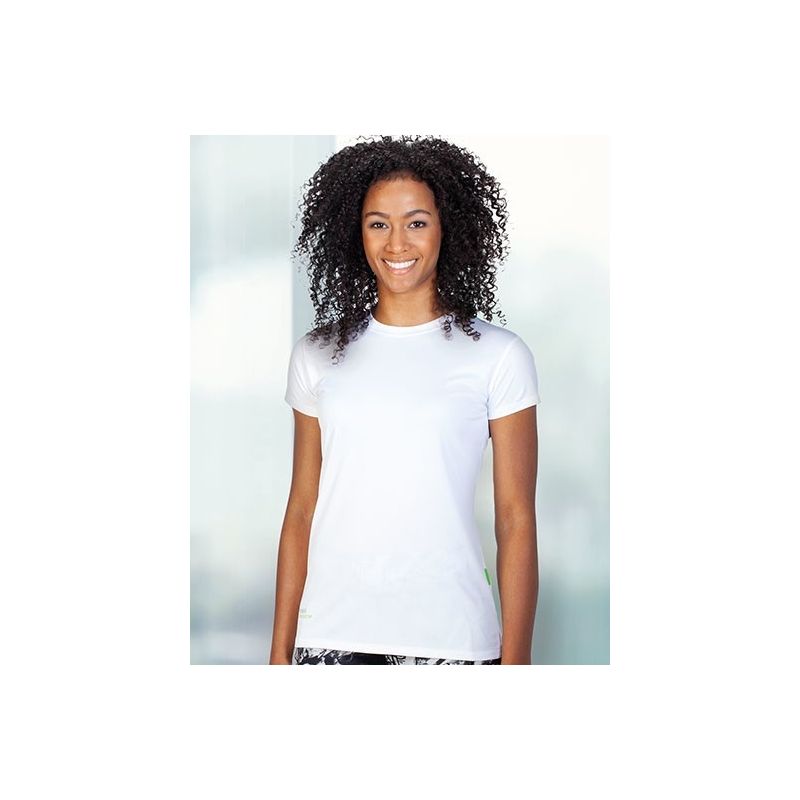 T-shirt de sport femme en micro-polyester respirant, coupe ajustée, manches montées, 135 g/m²