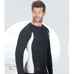 T-shirt de sport manches longues micropolyester léger, coupe ajustée, manches raglan, 135 g/m²