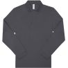 Polo manches longues maille piquée en coton, 2 boutons renforcés ton sur ton, 180 g/m²