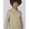 Polo manches longues maille piquée en coton, 2 boutons renforcés ton sur ton, 180 g/m²