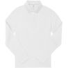 Polo femme manches longues maille piquée en coton, 2 boutons renforcés ton sur ton, 180 g/m²