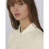 Polo femme manches longues maille piquée en coton, 2 boutons renforcés ton sur ton, 180 g/m²