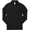 Polo femme manches longues maille piquée en coton, 2 boutons renforcés ton sur ton, 180 g/m²