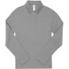 Polo femme manches longues maille piquée en coton, 2 boutons renforcés ton sur ton, 180 g/m²