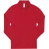 Polo femme manches longues maille piquée en coton, 2 boutons renforcés ton sur ton, 180 g/m²