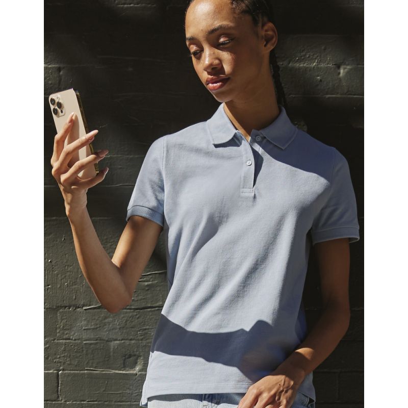 Polo femme manches courtes maille piquée en coton Optimium pré-rétréci, 210 g/m²