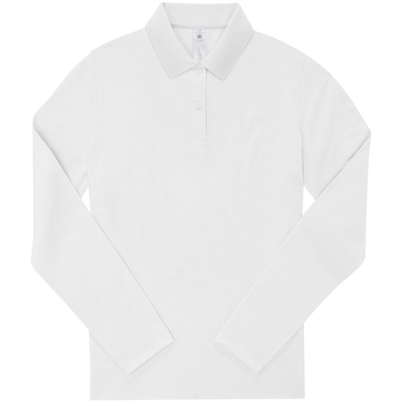 Polo femme manches longues maille piquée en coton Optimium pré-rétréci, 210 g/m²