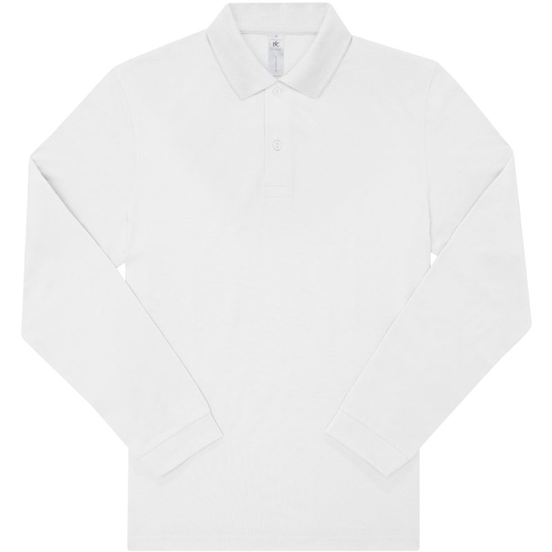 Polo homme manches longues maille piquée en coton Optimium pré-rétréci, 210 g/m²