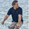 Polo homme coupe ajustée en polyester recyclé et élasthanne, col plat, 187 g/m²