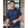 Polo homme coupe ajustée en polyester recyclé et élasthanne, col plat, 187 g/m²