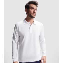 Polo en coton piqué à manches longues, bande de propreté renforcé, 200 g/m²