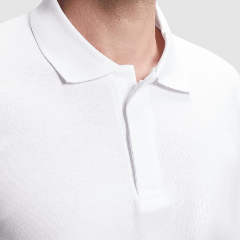 Polo en coton piqué à manches longues, bande de propreté renforcé, 200 g/m²