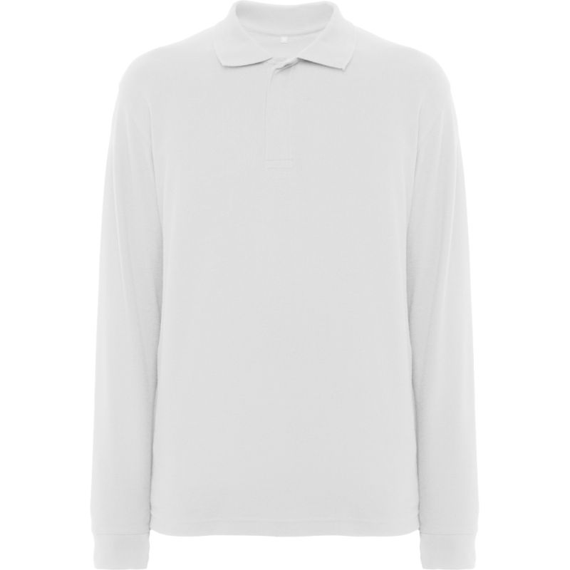Polo en coton piqué à manches longues, bande de propreté renforcé, 200 g/m²