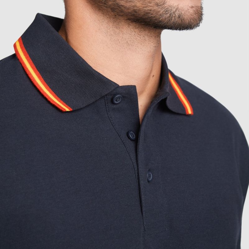 Polo manches courtes en polycoton avec détail drapeau brodé dans le dos, 190 g/m²