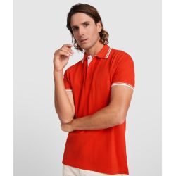 Polo en coton manches courtes avec liserés contrastés au col et bords de manches, 230 g/m²