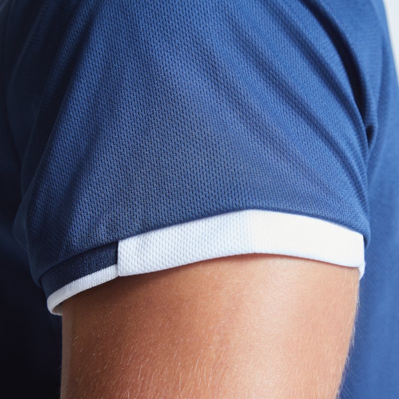 Polo technique bicolore manches courtes en polyester recyclé antibactérien, 140 g/m²