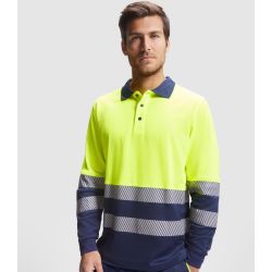 Polo manches longues haute visibilité mélangé confortable en polyester et coton, 170 g/m²