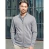 Sweat French Terry zippé, coton ringspun et polyester recyclé, coupe moderne, 360 g/m²