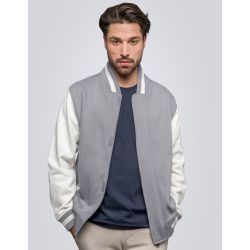 Sweat collège homme, coton et polyester, manches contrastées, zip dissimulée, 320 g/m²
