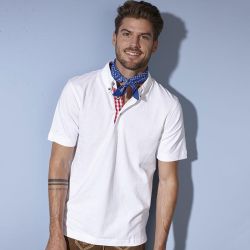 Polo homme traditionnel en coton, coupe cintrée, col à carreaux, 195 g/m²