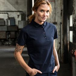 Polo de travail femme durable coton et polyester, empiècements contrastés, 200 g/m²