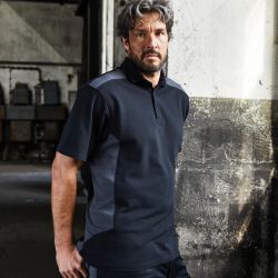 Polo de travail homme durable coton et polyester, empiècements contrastés, 200 g/m²