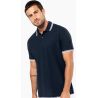 Polo homme manches courtes à liserés contrastés en coton peigné, 180 g/m²