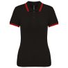 Polo femme manches courtes à liserés contrastés en coton peigné, 180 g/m²