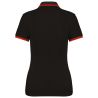 Polo femme manches courtes à liserés contrastés en coton peigné, 180 g/m²