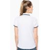 Polo femme manches courtes à liserés contrastés en coton peigné, 180 g/m²