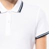 Polo femme manches courtes à liserés contrastés en coton peigné, 180 g/m²