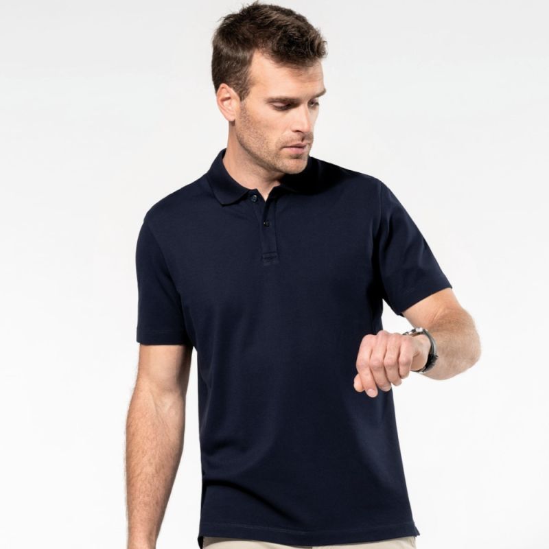 Polo homme Supima manches courtes de qualité supérieure, coupe droite, 230 g/m²