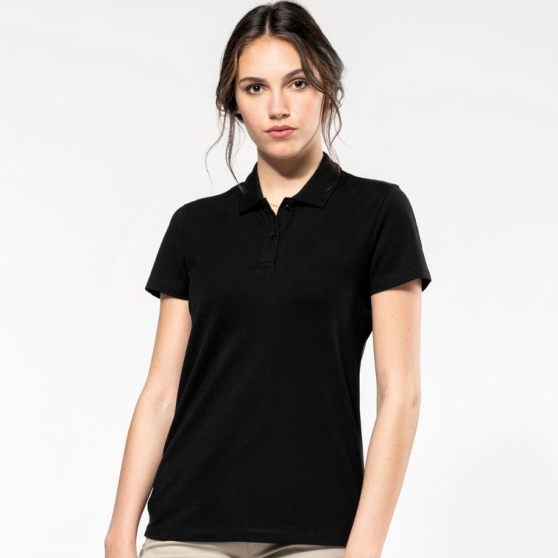 Polo femme Supima manches courtes de qualité supérieure, coupe droite, 230 g/m²